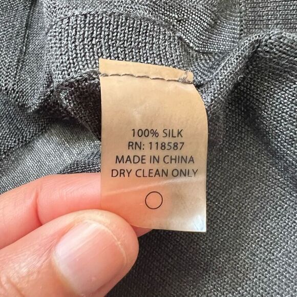 Jason Wu Gray Long-Sleeve w Cut Out Design Large Silk Top Women’s - Picture 5 of 13